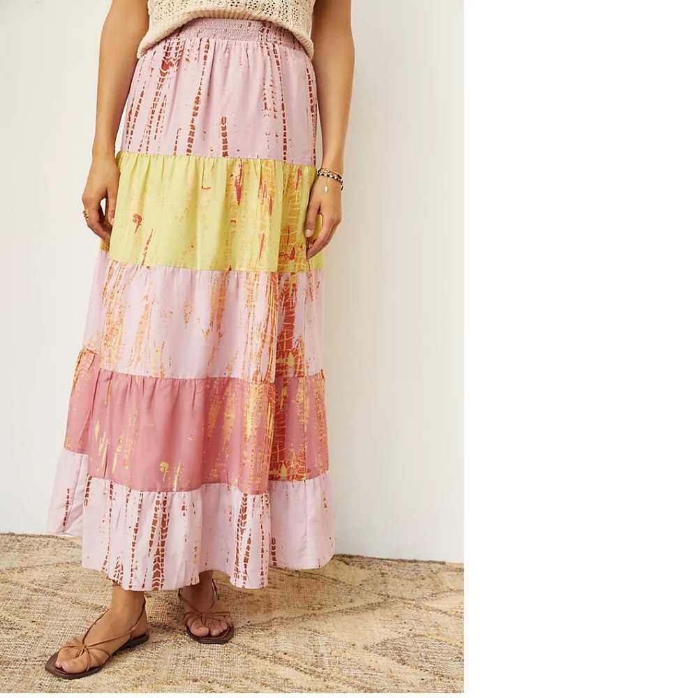 Anthropologie Tiered Tie-Dye Maxi Skirt size L new with tag - Picture 7 of 7